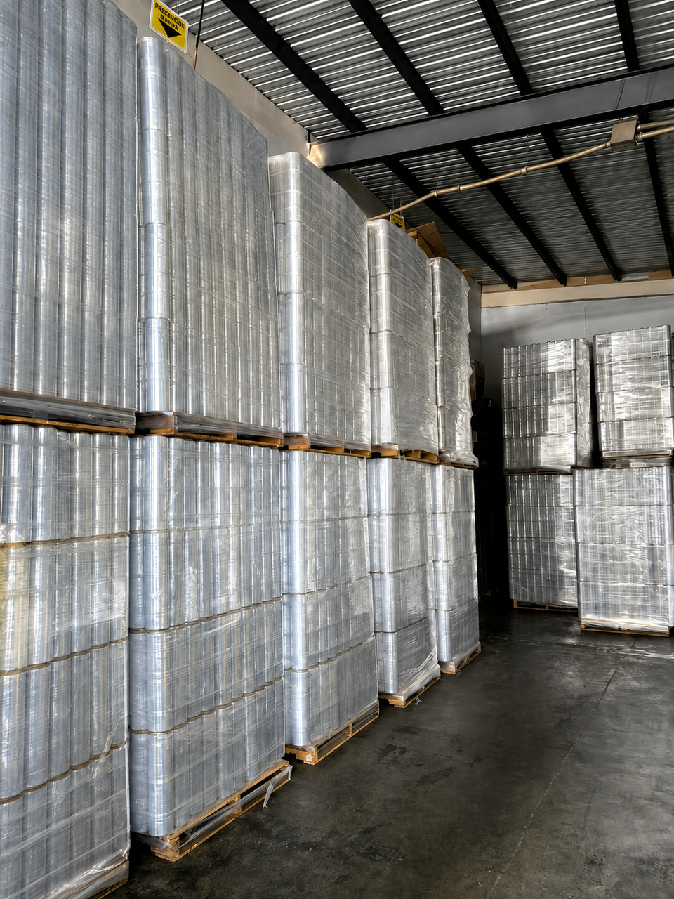 Inventario de stretch film en el almacén de All Services Empaque